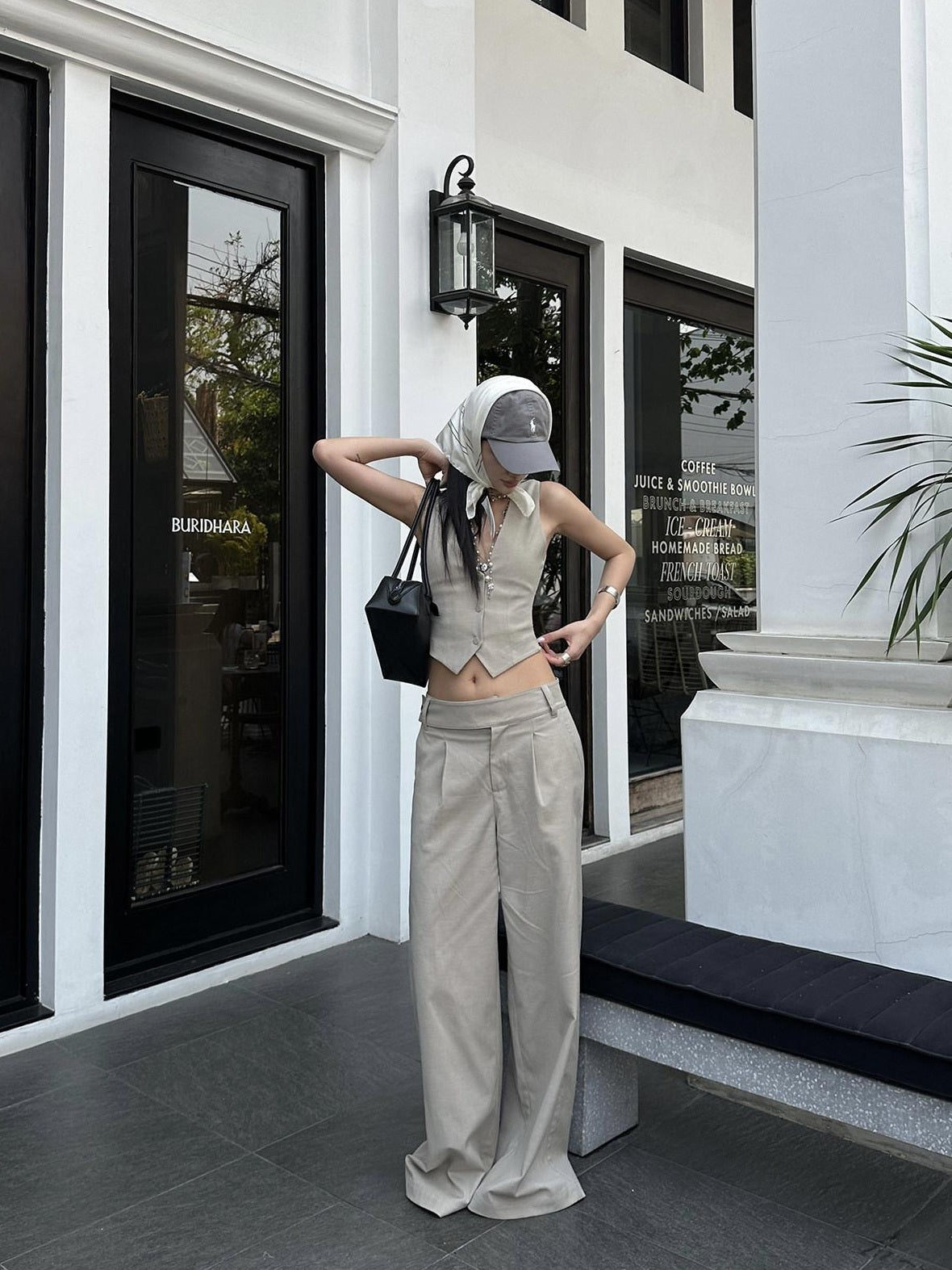 rovente Soft Lambswool Blend Natural Waist Relaxed Fit Women Light Khaki Wide Leg Pants