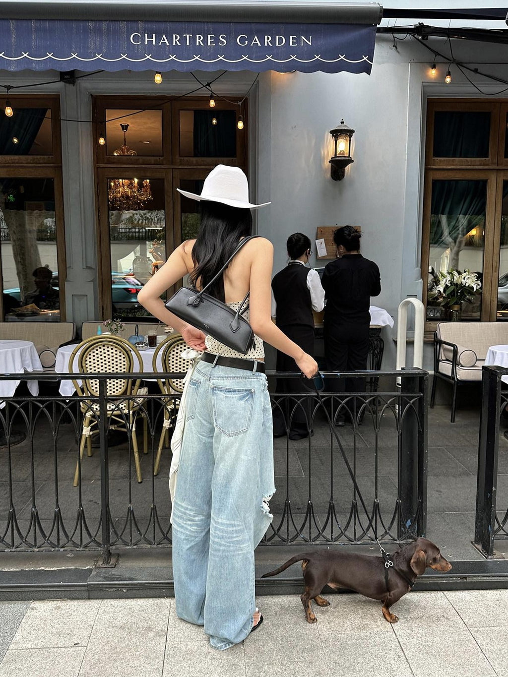 rovente Low Rise Distressed Loose Fit Casual Cotton Blue Women Wide Leg Jeans