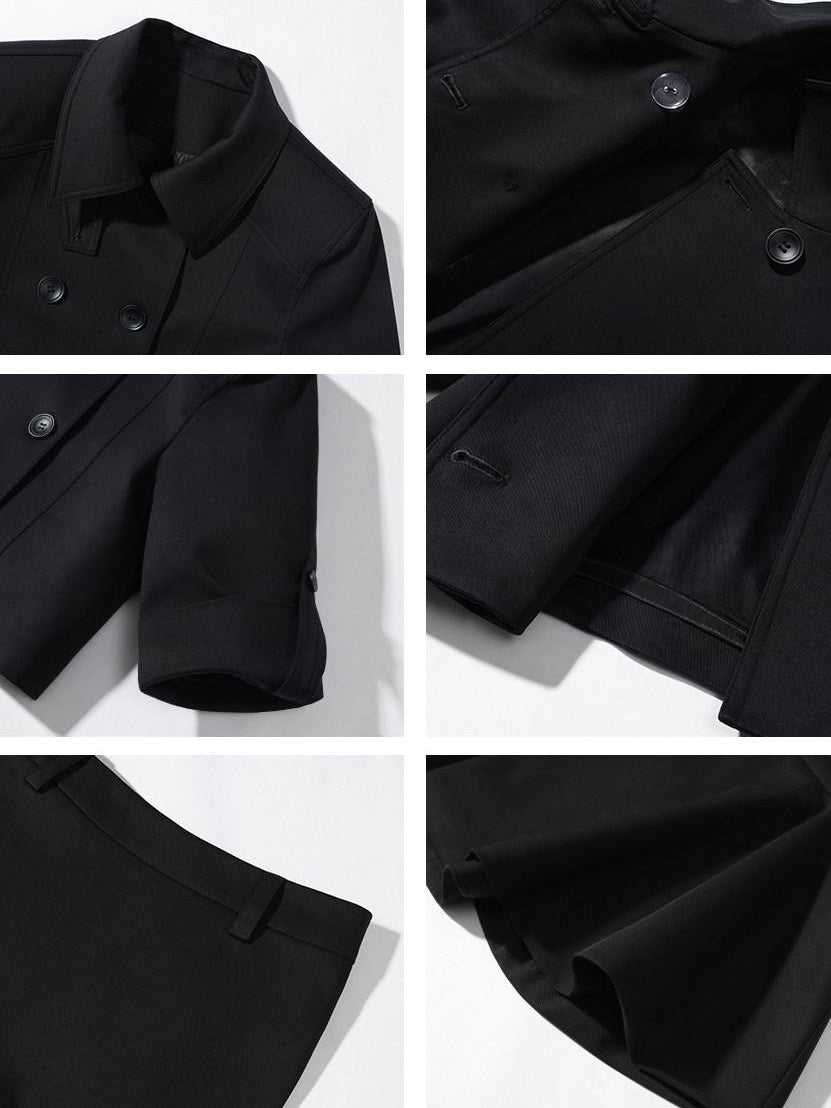 rovente Stretch Cotton Blend Casual Slim Fit Women Solid Black Midi Skits