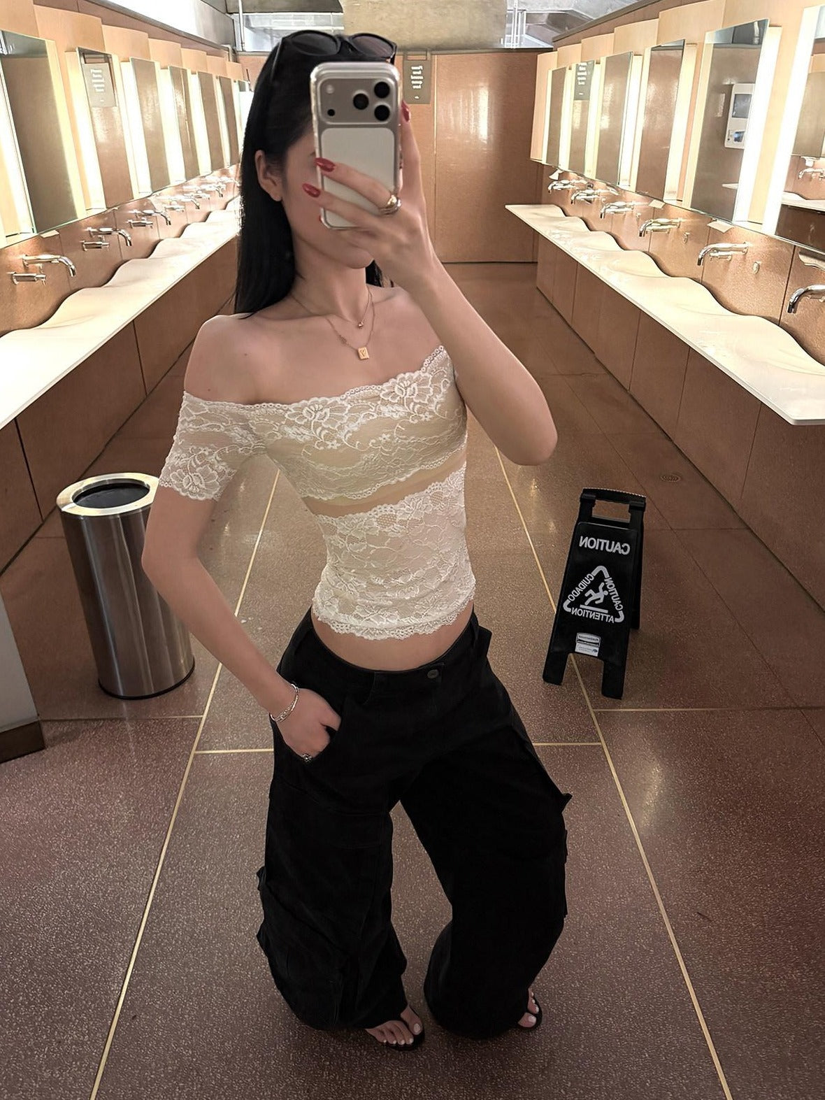 rovente Elegant Lace Slim Fit Knit Nylon Stretch Women Casual Off Shoulde Cop Tops