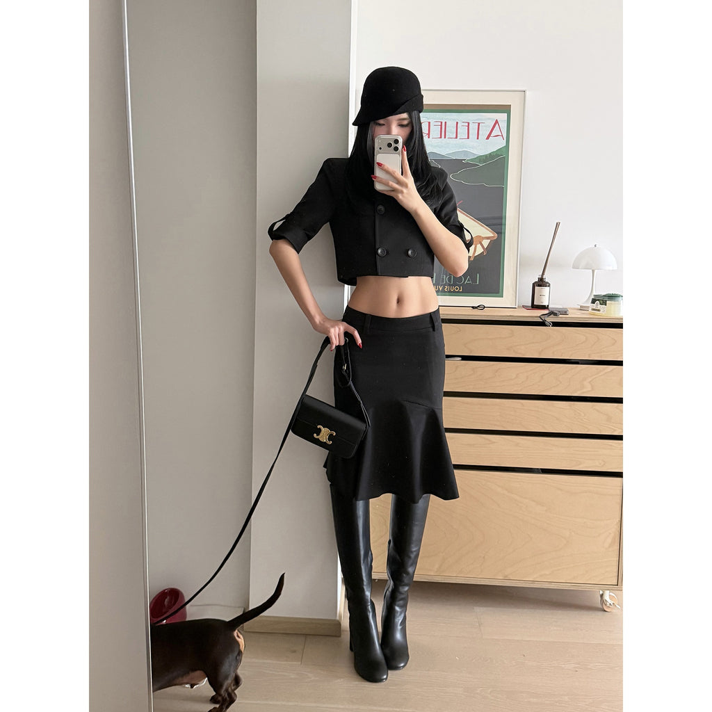 rovente_Stretch_Cotton_Blend_Casual_Slim_Fit_Women_Solid_Black_Midi_Skits_MISSTT