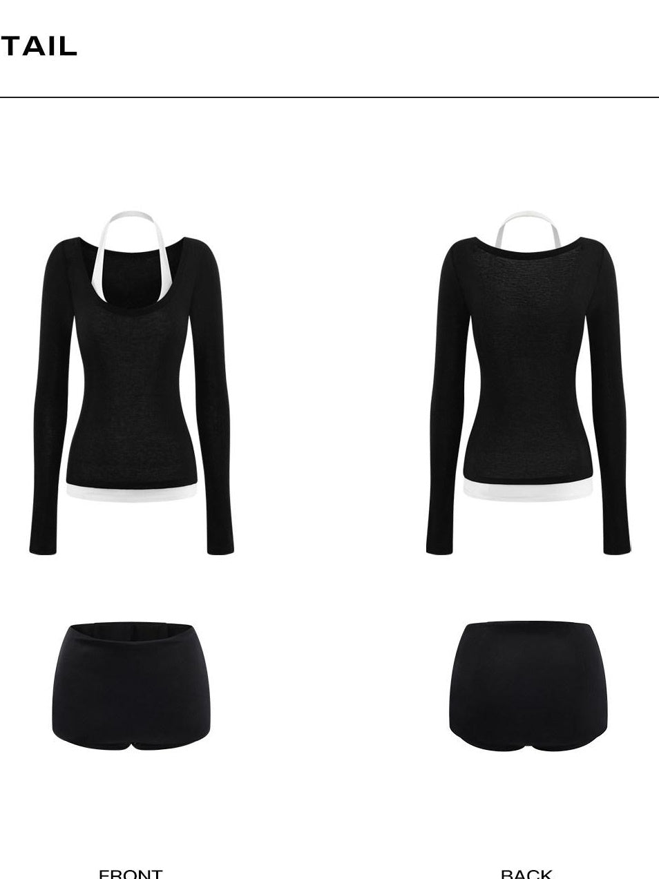 rovente High Stretch Slim Fit Two Piece Casual Tee Black Mini Skirt Women Mini Skits