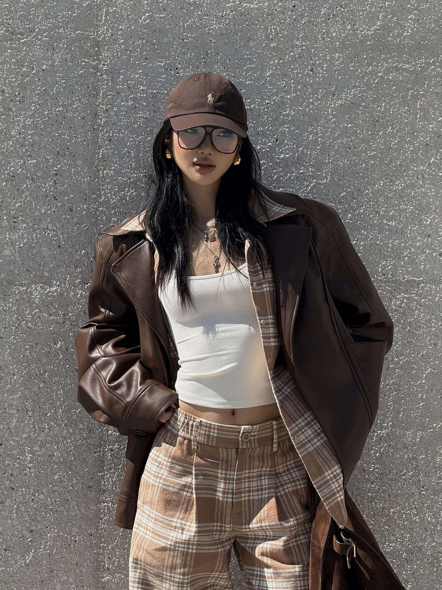 rovente 100 Percent Cotton Loose Plaid Button Long Sleeve Casual Women Top & Pants Sets