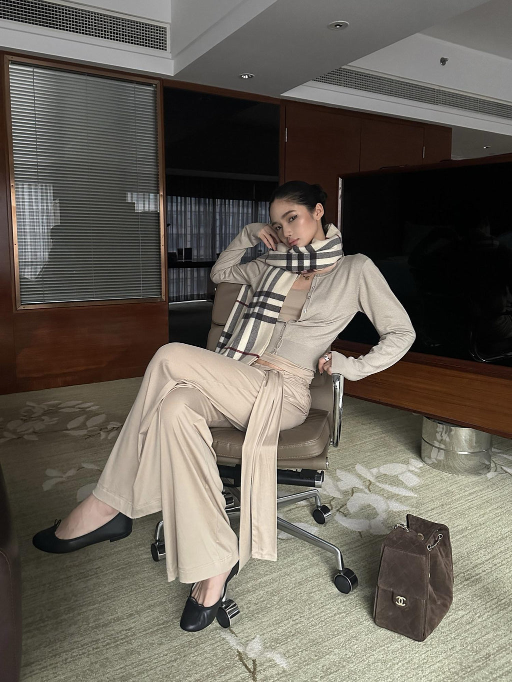 rovente High Stretch Lyocell Tie Waist Casual Straight Women Light Khaki Wide Leg Pants