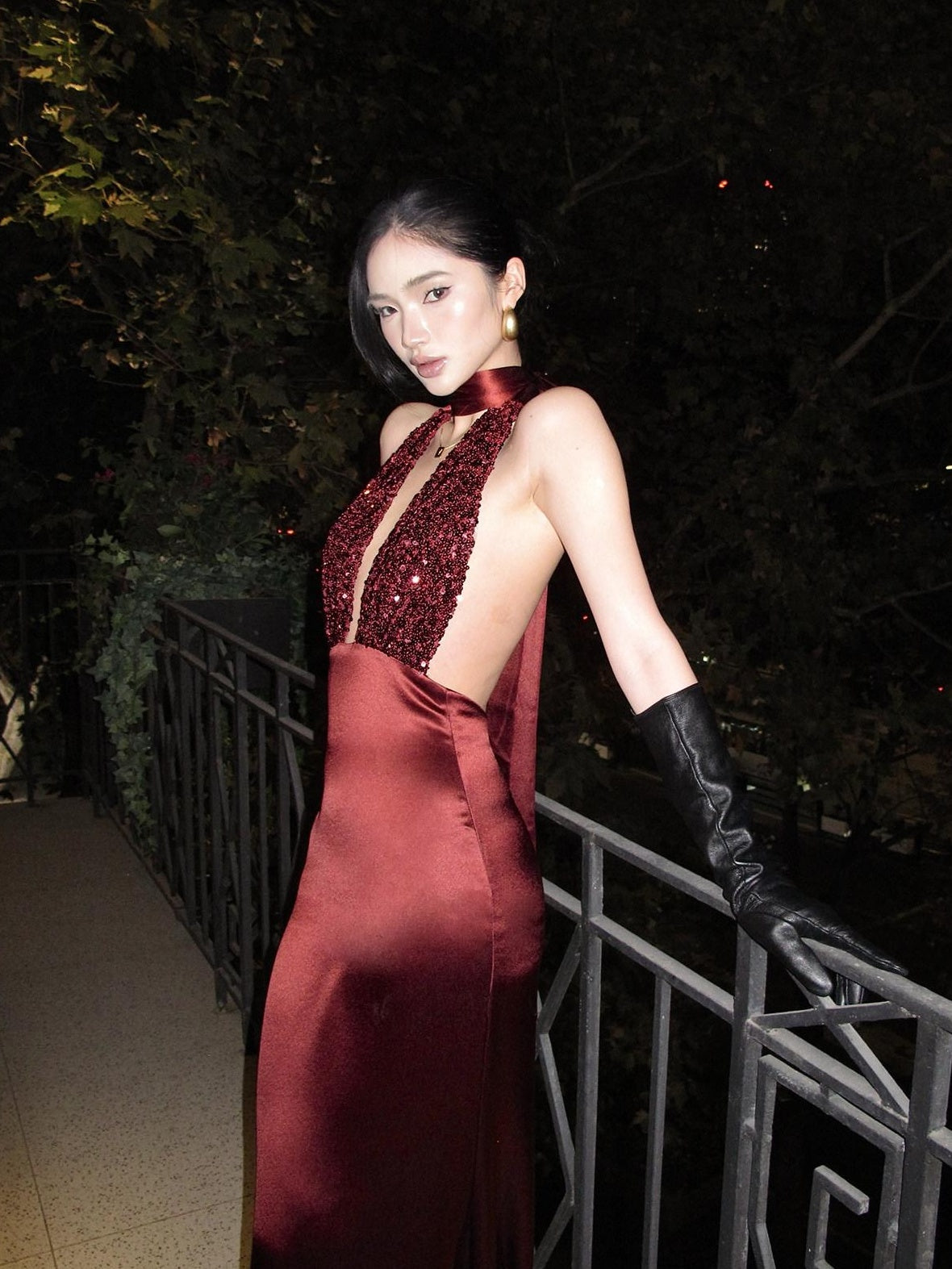 rovente Shimmer Sequin Halter Bodycon Sleeveless Women Evening Red Maxi Desses