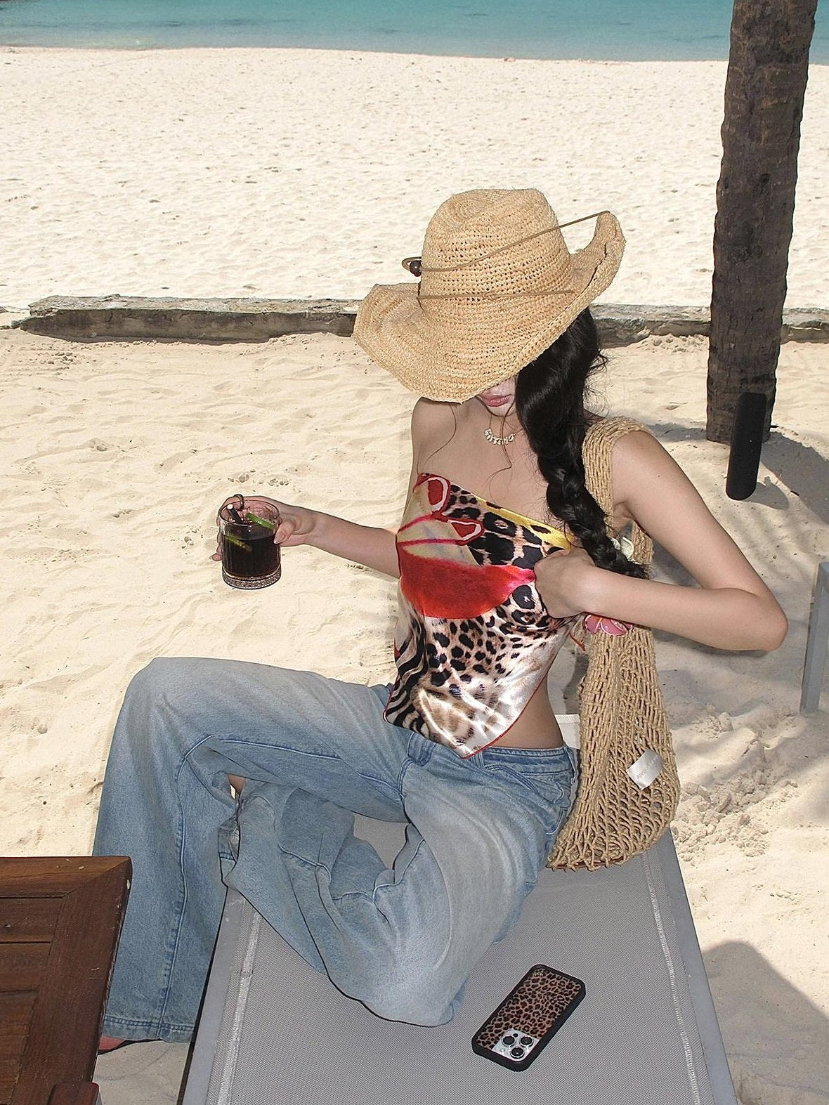 rovente 100 Percent Mulberry Silk Slim Animal Print Bandeau One Size Tube Tops
