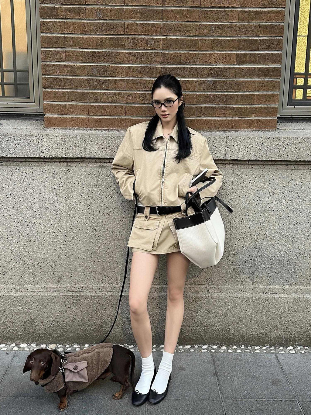 rovente Cotton Slim Fit Zipper Casual Cropped Khaki Longsleeve Women Copped Jackets