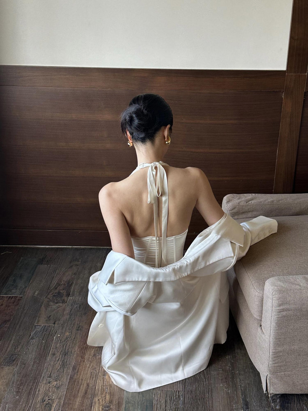 Shimmer V-neck Slim White Zipper Polyester Work Travel Halte Cop Tops