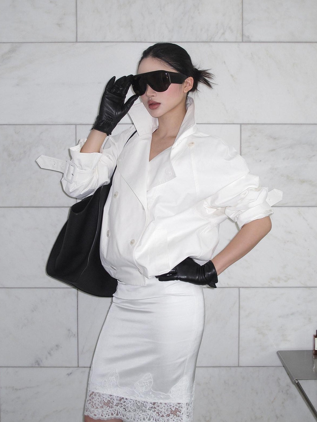 rovente Light Luxury Relaxed Button Stand Collar Long Sleeve Cotton Women Copped Jackets