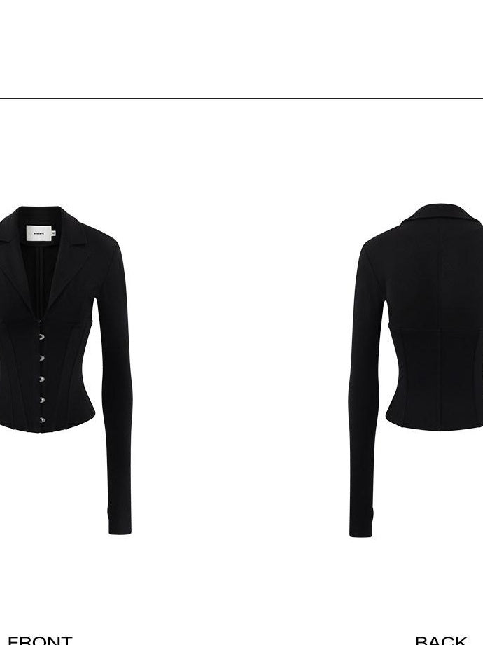 rovente Breathable Skinfriendly Elegant Slim V-neck Button Long Sleeve Women Black Shits