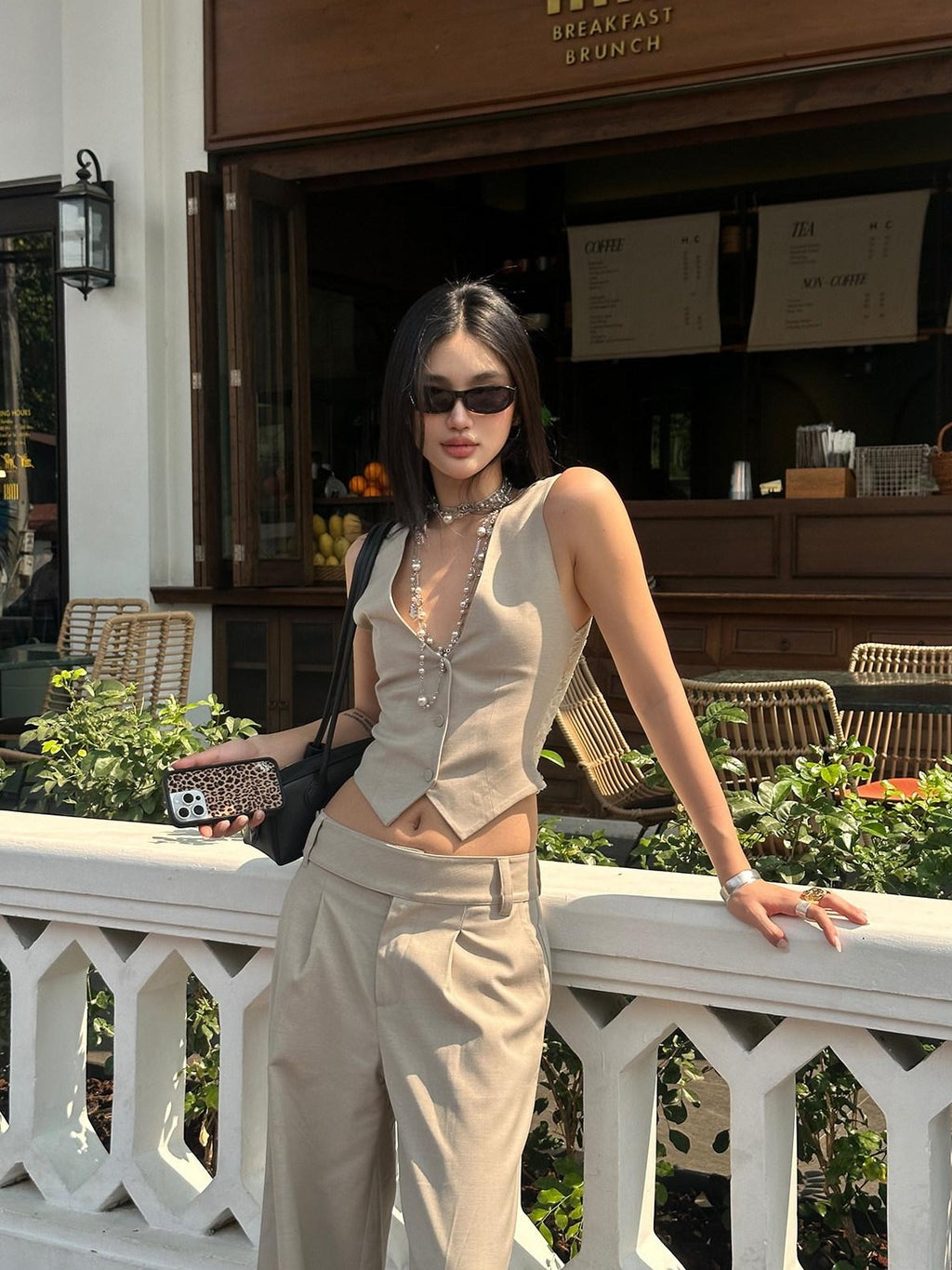 rovente Soft Lambswool Blend Natural Waist Relaxed Fit Women Light Khaki Wide Leg Pants