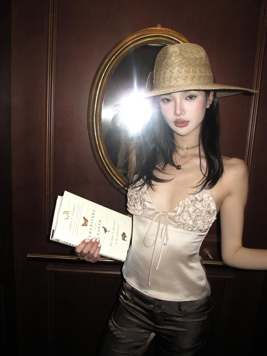 rovente Silky Acetate Slim Fit Original Design Short Solid Almond Camisoles