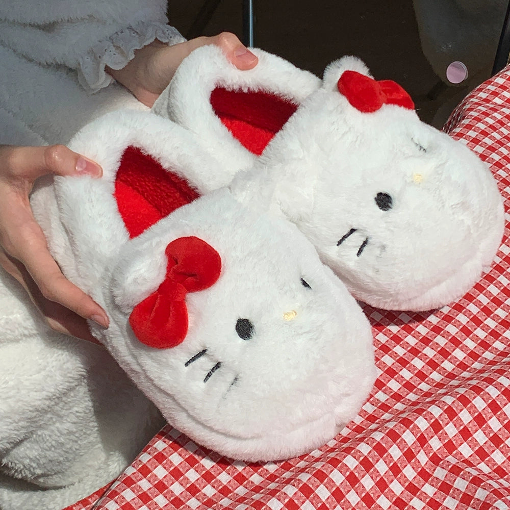 Hello Kitty Winter Warm Non-Slip Plush Fuzzy Cotton Slippers