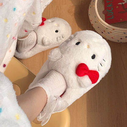 Hello Kitty Winter Warm Non-Slip Plush Fuzzy Cotton Slippers