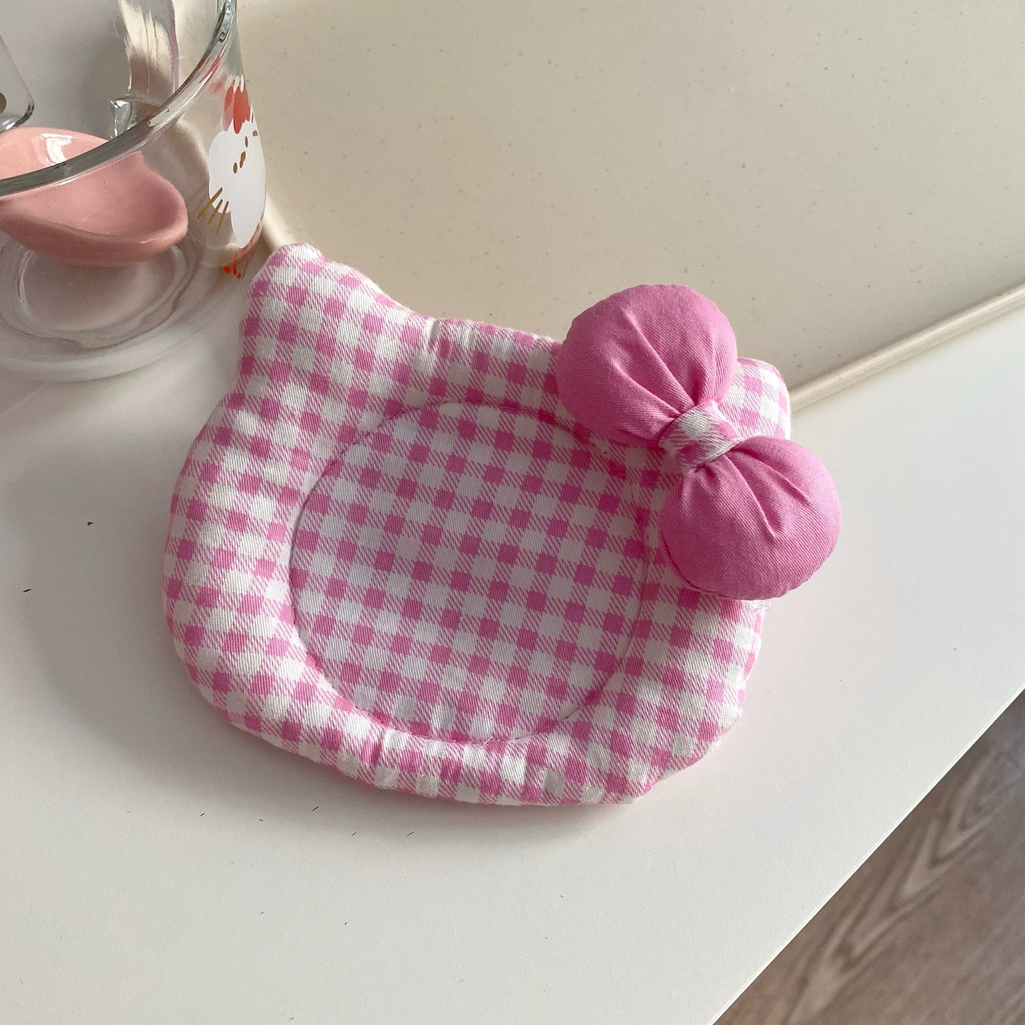 Hello Kitty Handmade Quilted Insulated Coasters Desktop Decoration