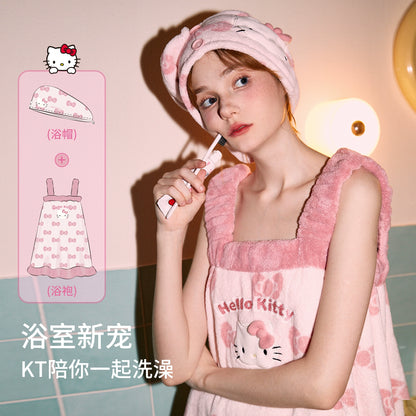 Hello Kitty Water Absorption Bath Shower Cap & Skirt