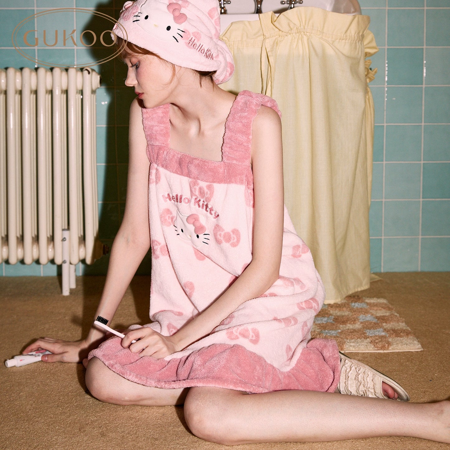 Hello Kitty Water Absorption Bath Shower Cap & Skirt