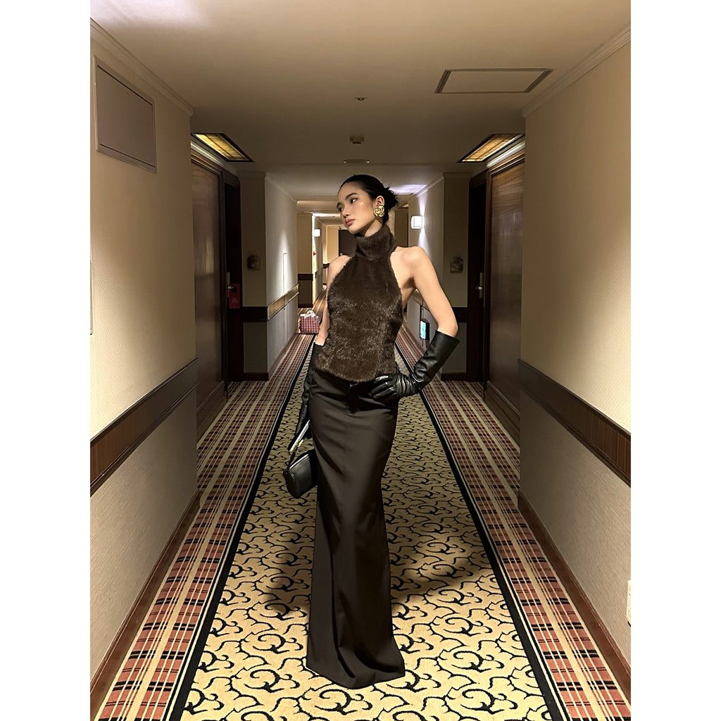 rovente_Lined_Back_Slit_Minimalist_Low_Waist_Pencil_Skirt_With_Pockets_Brown_Maxi_Skits_MISSTT