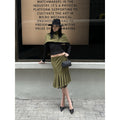 rovente_Asymmetrical_Cape_Low_Waist_Skirt_Slim_High_Neck_Women_Green_Top_&_Skit_Sets_MISSTT