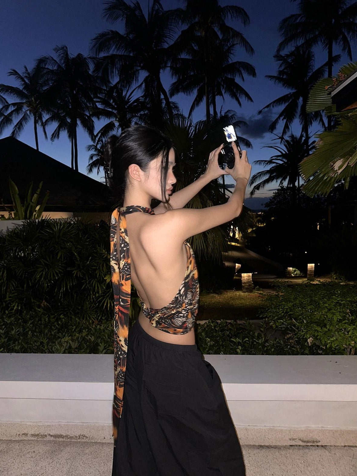 rovente Breathable Slim Fit Halter Neck Women Printed Tank Top Halte Cop Tops