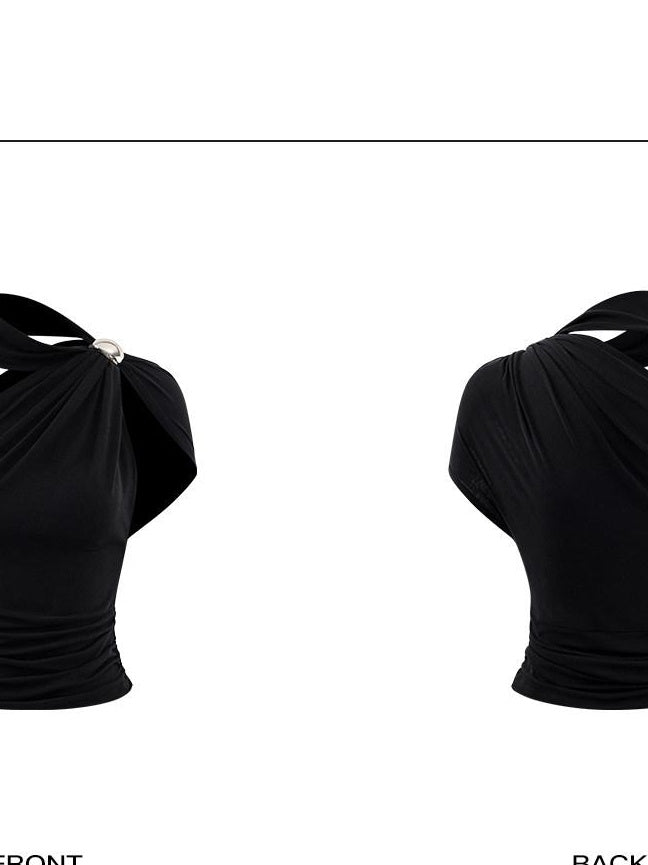 rovente Lyocell Breathable Stretch Elegant Slim 3D Detail Women Halte Cop Tops