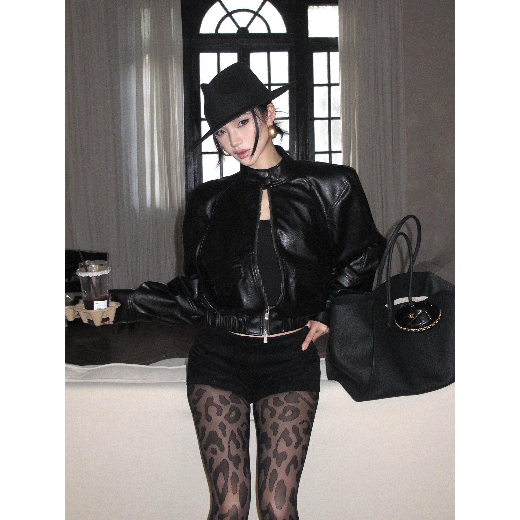 rovente_Polyester_Blend_Loose_Fit_Short_Zip_Stand_Collar_Women_Black_Copped_Jackets_MISSTT