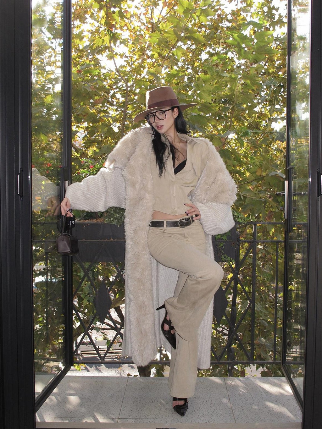 rovente Warm Wool Blend Longline Loose Tie Detail Women Open Front Knit Beige Cadigans
