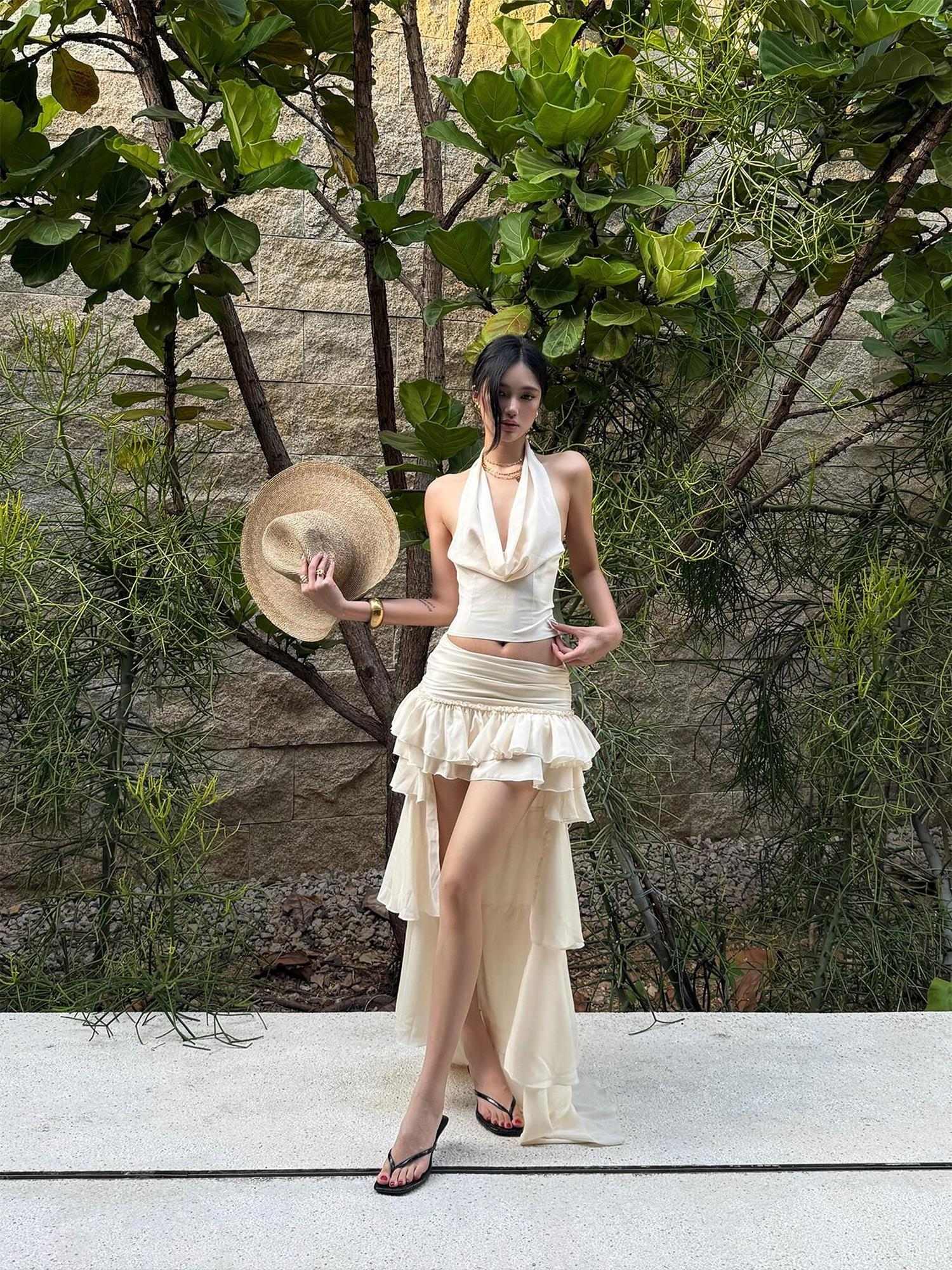 rovente Low Waist Bodycon Short Solid Beige Polyester Versatile Mini Skits