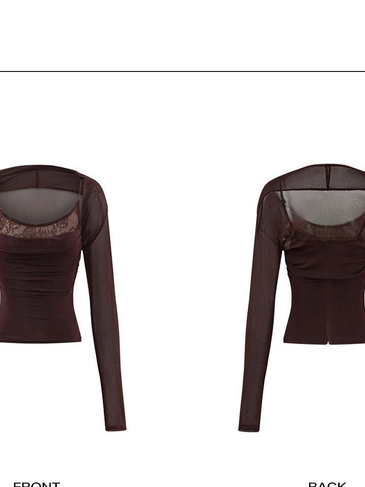 rovente Stretch Slim Lace Pullover Women Knit Everyday Long Sleeve T-Shits