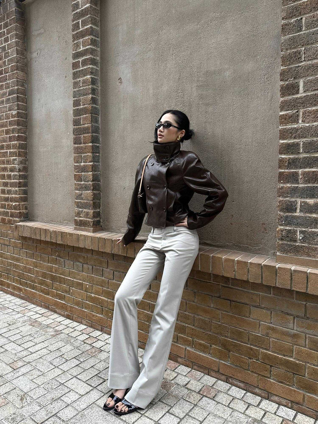 rovente Slim Low Rise Pockets Casual Straight Woven Women Daily Stone Staight Pants