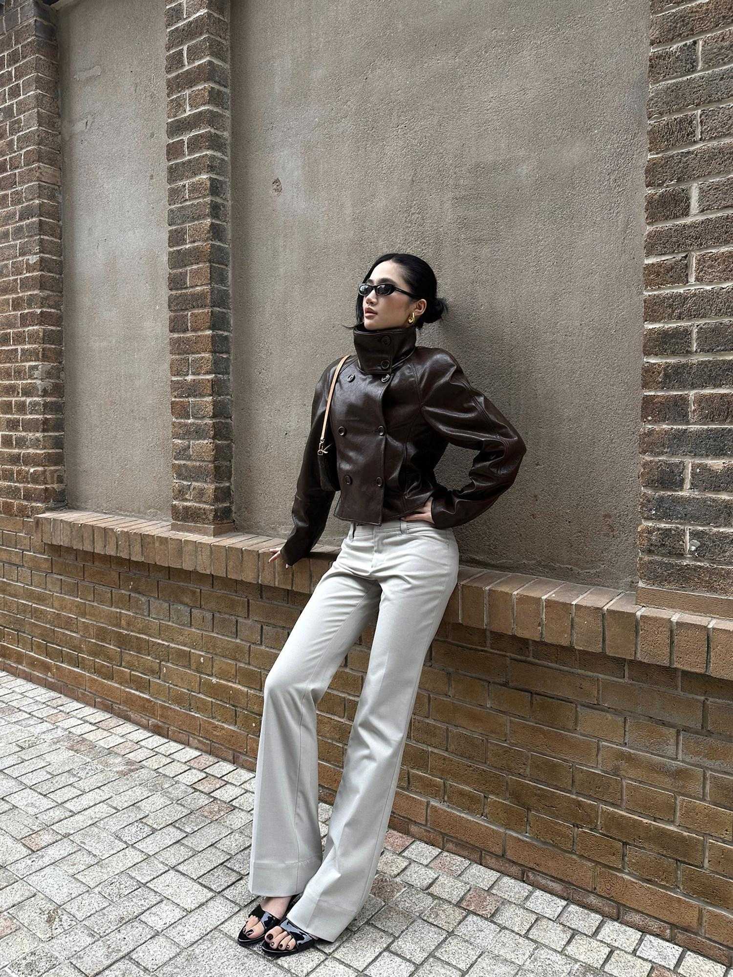 rovente Slim Low Rise Pockets Casual Straight Woven Women Daily Stone Staight Pants