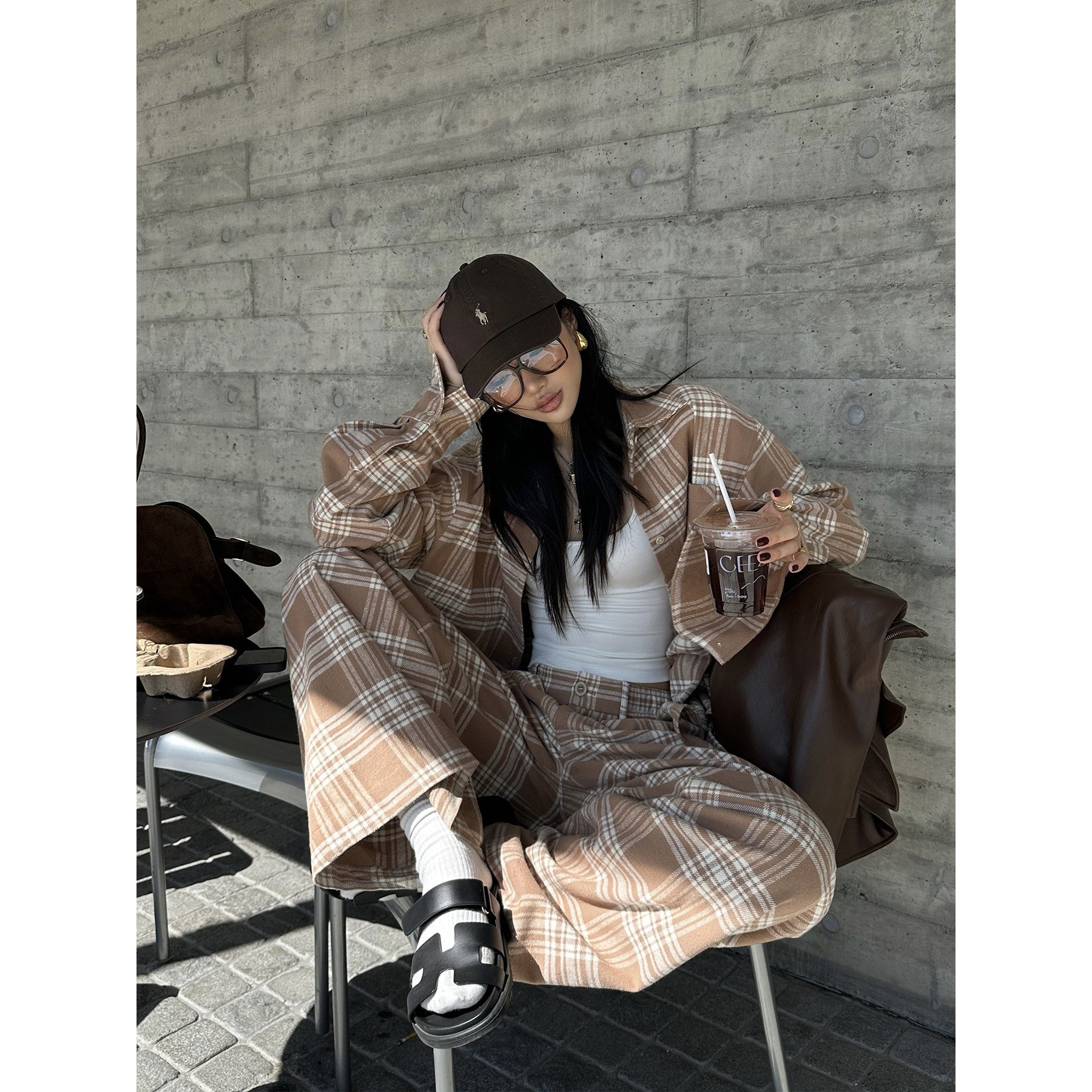 rovente_100_Percent_Cotton_Loose_Plaid_Button_Long_Sleeve_Casual_Women_Top_&_Pants_Sets_MISSTT