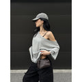 rovente_Cotton_Blend_Loose_One_Shoulder_Slanted_Neck_For_Women_Gray_Shot_Sleeve_T-Shits_MISSTT