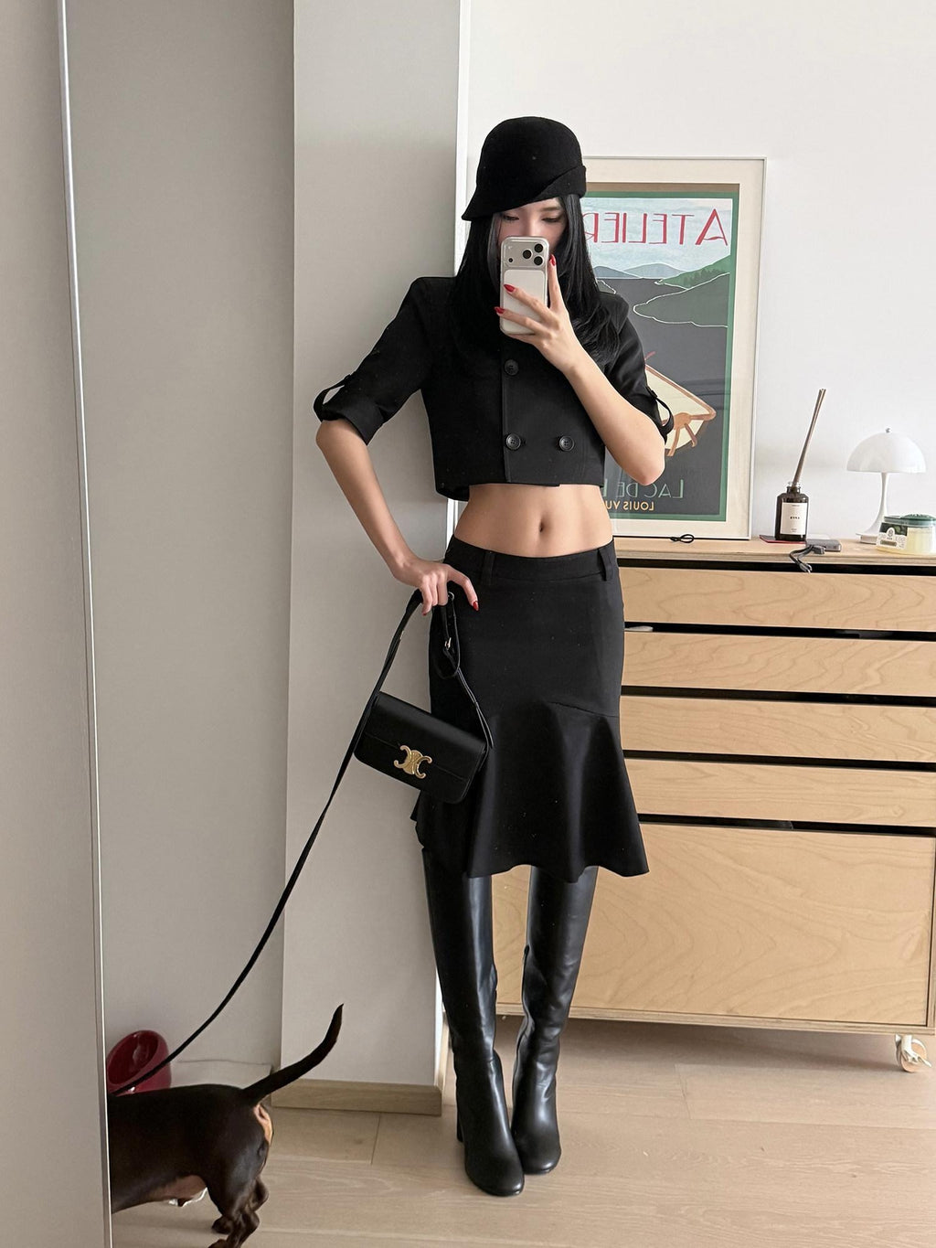 rovente Lined Asymmetric Low Waist Bodycon Zipper Women Daily Cotton Blend Midi Skits