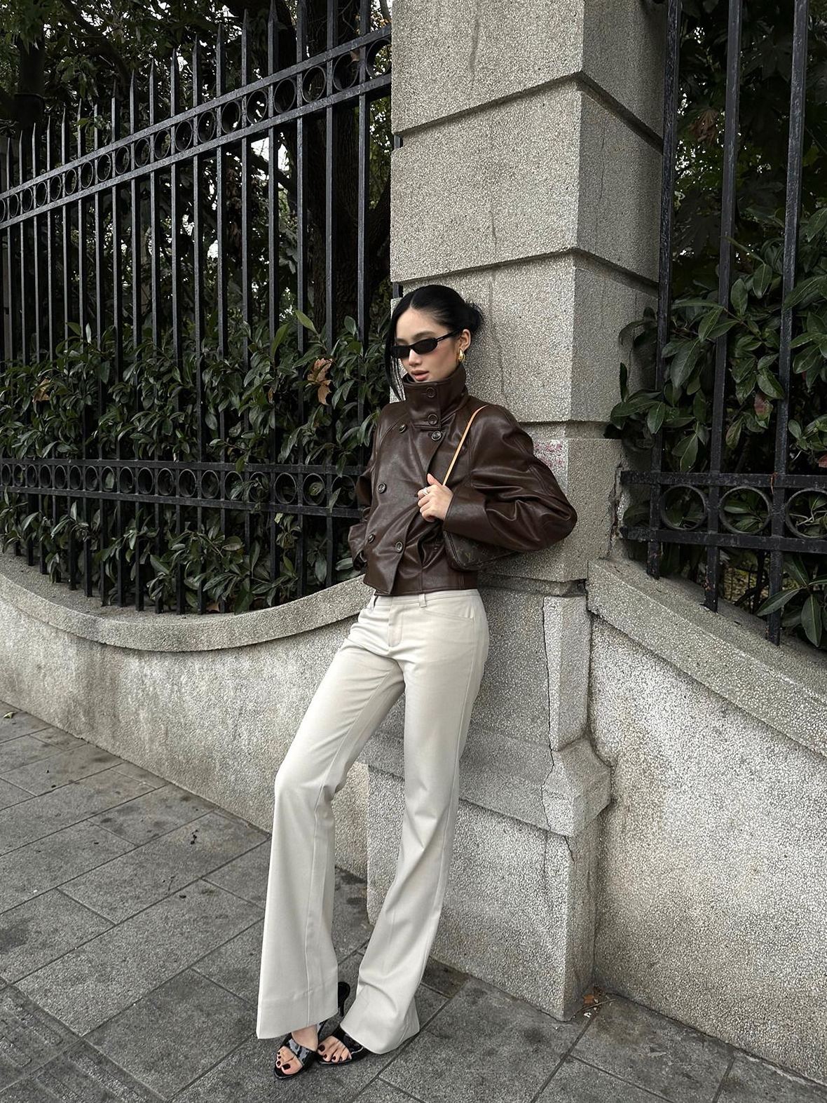 rovente Slim Low Rise Pockets Casual Straight Woven Women Daily Stone Staight Pants