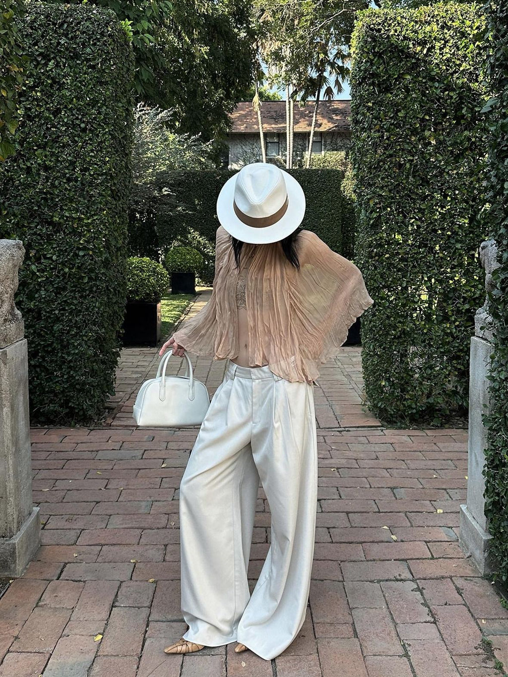 rovente Soft Stretch Beige Casual Simple Pockets Low Waist Woven Women Wide Leg Pants