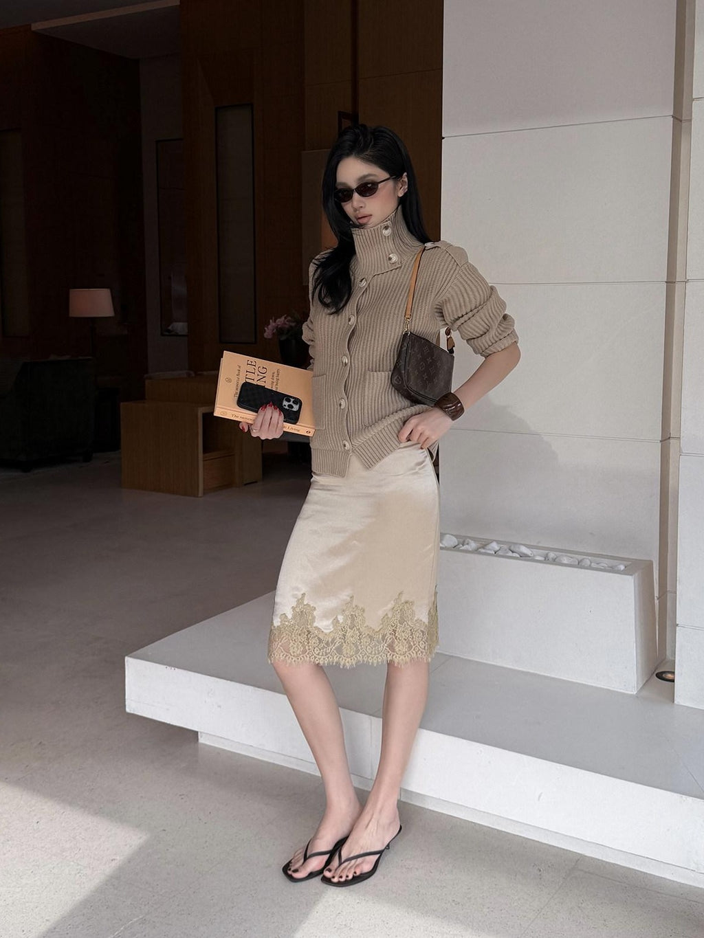 rovente Figure Flattering Slim Pencil Skirt Low Waist Zip Acetate Midi Skits