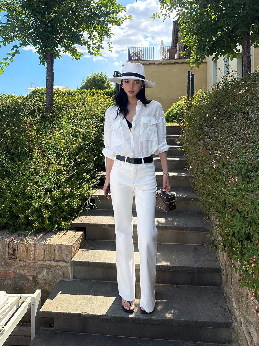 rovente test Slim Micro Stretch Natural Waist Office White Zip Fly Cotton Blend Flared Jeans