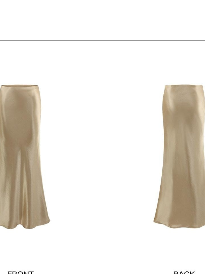rovente Elegant Low Waist Slim Pencil Lined Zipper Party Gold Polyester Maxi Skits