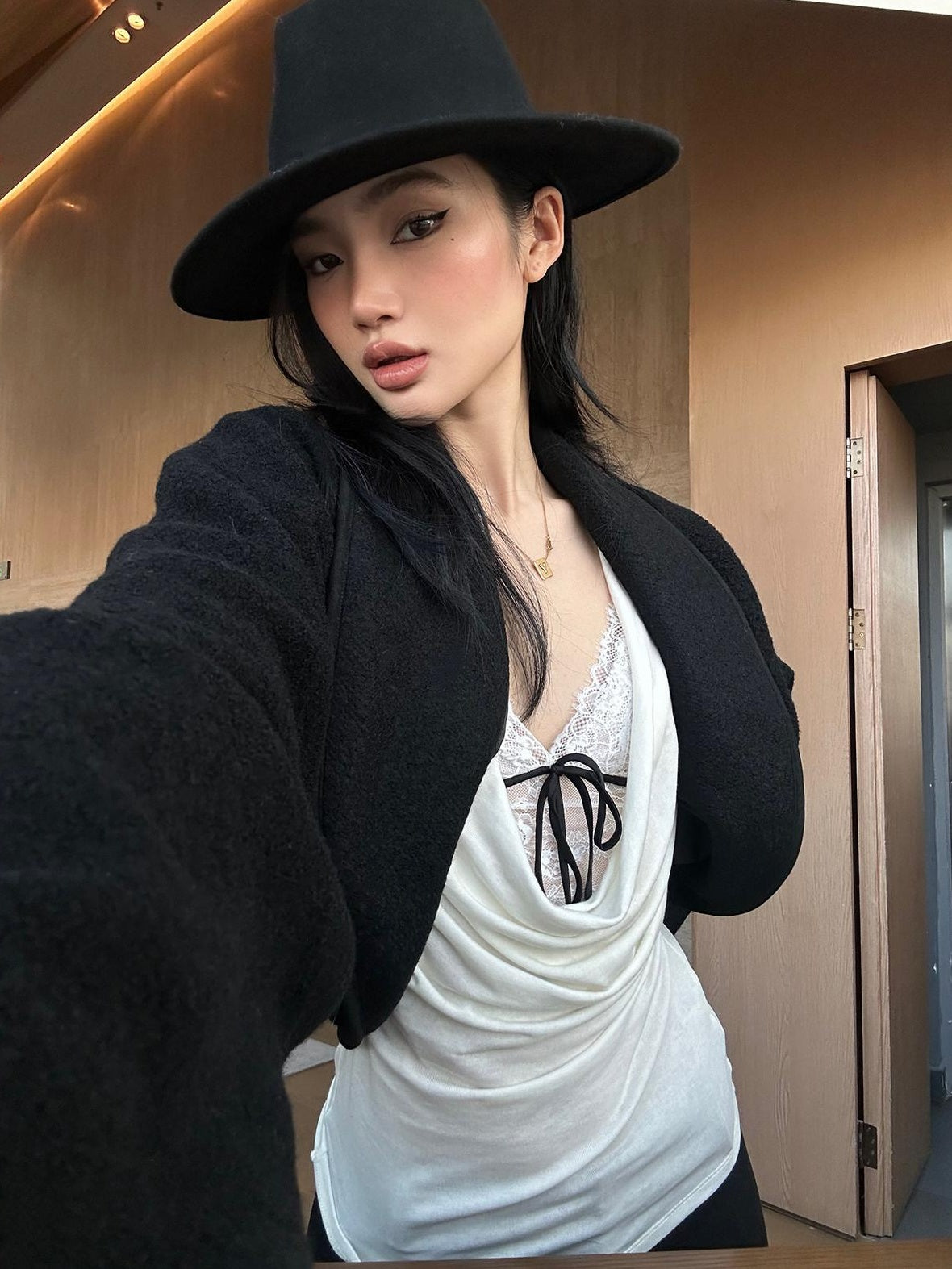 rovente test Lyocell Wool Blend Slim Waist Minimalist Pleated For Women Long Sleeve T-Shirts