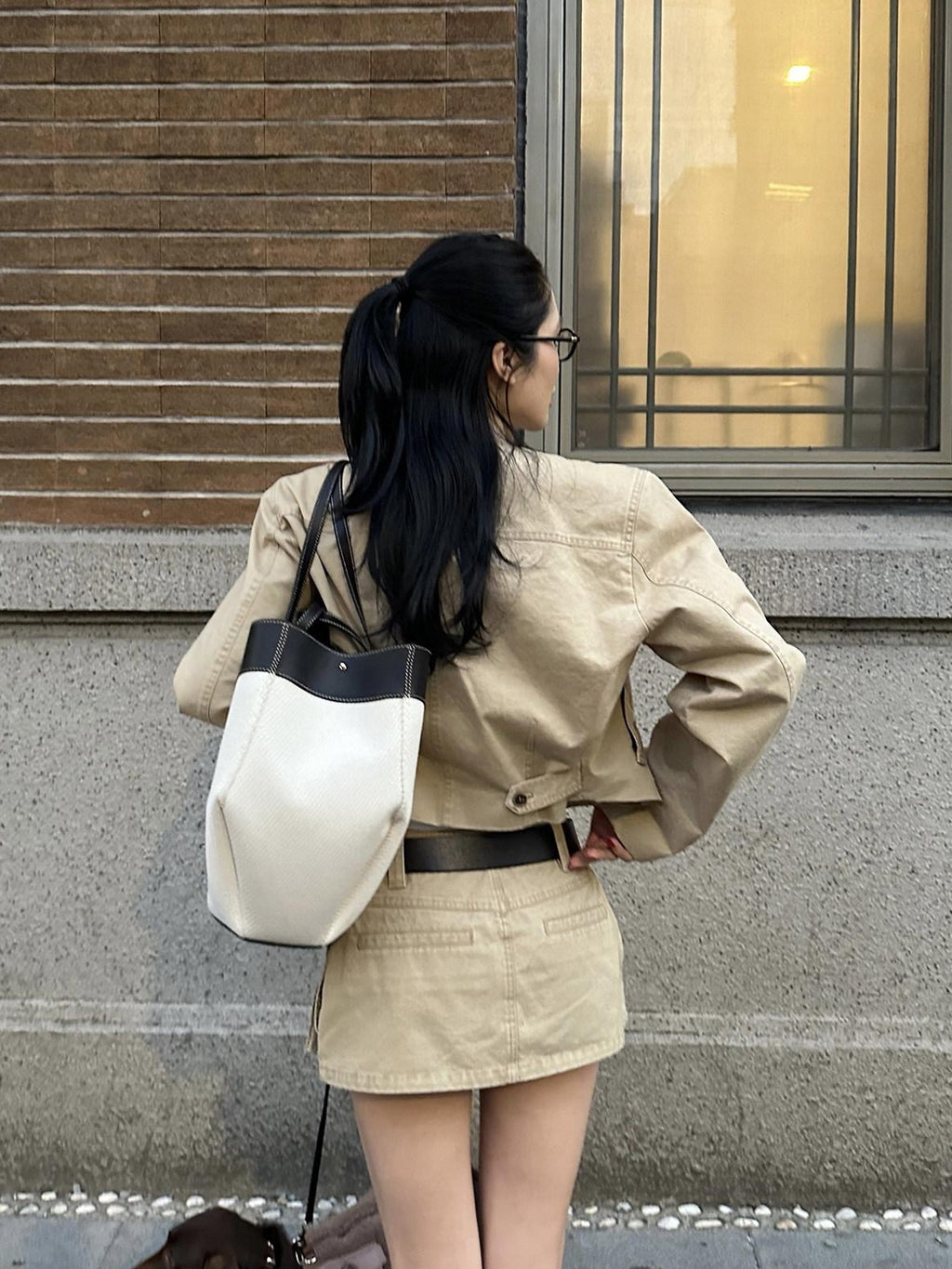 rovente Cotton Slim Fit Zipper Casual Cropped Khaki Longsleeve Women Copped Jackets