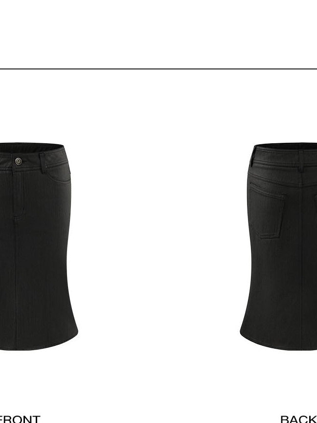 rovente Zipper Lined Slim Pencil Skirt Mid Waist Cotton Blend City Commuter Midi Skits