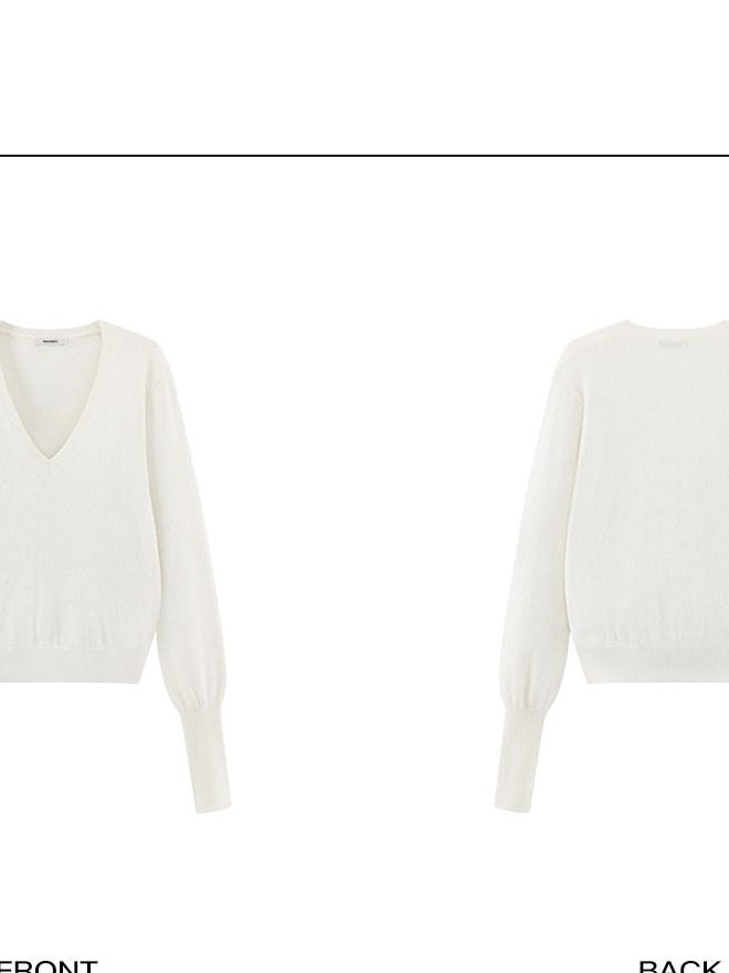 rovente Cozy Rabbit Hair Viscose Blend Warm Casual Loose V-neck Pullover Women Knitwea