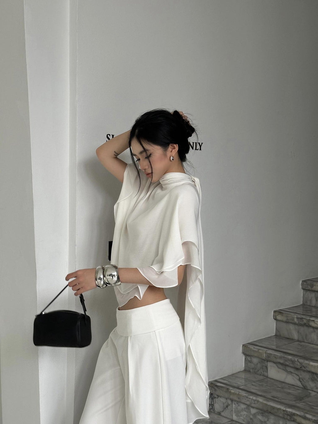 rovente Breathable Loose Ruffle Sleeve Women Lightweight Polyester Shot Sleeve T-Shits