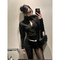 rovente_Warm_Slim_Lace_Waist_Silk_Blend_Black_Button_Cardigan_Top_&_Shots_Sets_MISSTT