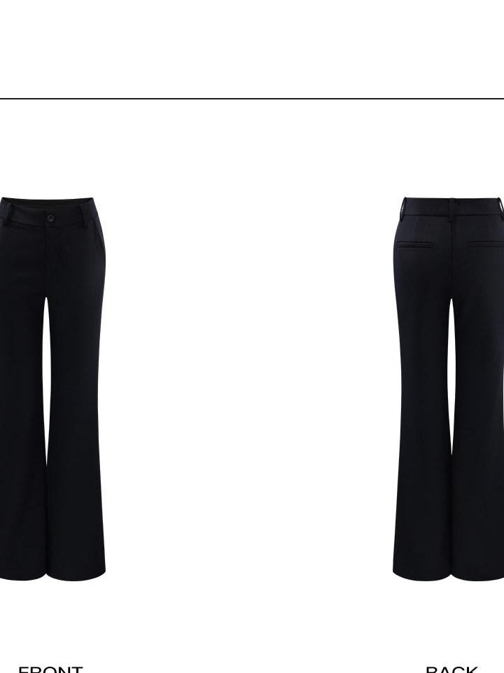 rovente Wool Blend Low Rise Pocket Casual Slim Navy Women Staight Pants