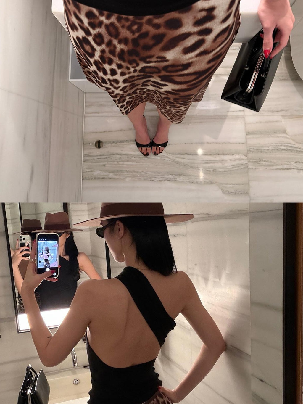 rovente Leopard Print Lined Bodycon Low Waist Zipper Polyester Woven Casual Midi Skits